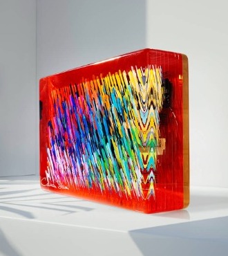 Red Notes - 30 x 40 cm - Inclusion en résine