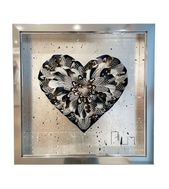 Pocket Love - Argent - 45 x 45 cm - Plumes et dessin