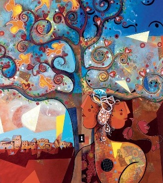 La première phase dans le jardin - 39" x 31" or 9" x 12"- Lacquer on aluminium