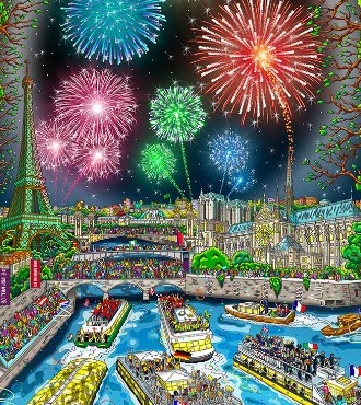 2024 Paris Olympics - 22" x 34" - Serigraphy 3D