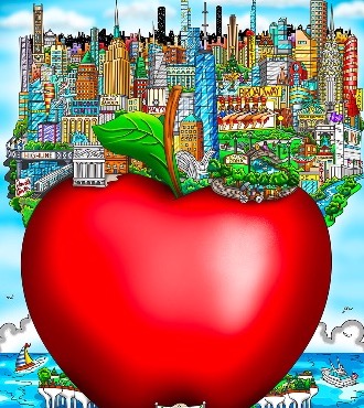 Big apple ... Little Island - 18 x 23 cm - Sérigraphie 3D