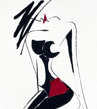 Le tabouret rouge - Work on paper - 15" x 22,6" inch