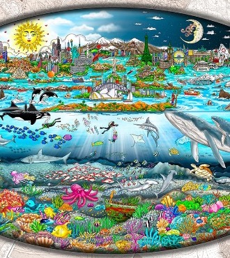 Our Oceans… The Tides of Life - 117  x 71 cm - Sérigraphie 3D