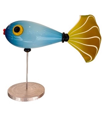 Poisson tropiques cannelé panache - Sculpture en verre - H 47 x longueur 60 x diamètre 22 cm