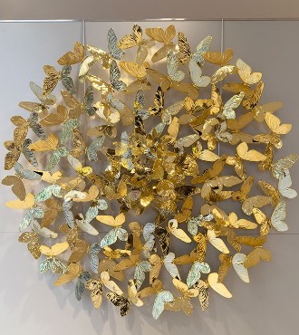 Circle of life - gold - sculpture murale  - 120 x 120 cm