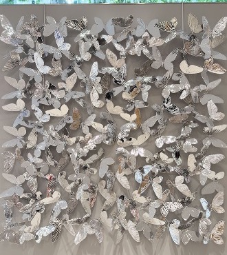 Silver square - sculpture murale  - 120 x 120 cm