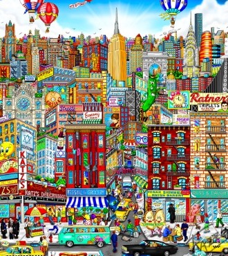 Schmoozing With Chutzpah on the Lower East Side - 58 x 68 cm - Sérigraphie 3D