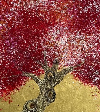 365 Racines - Triptyque - 46" x 90" - Oil on canvas and gold leaf