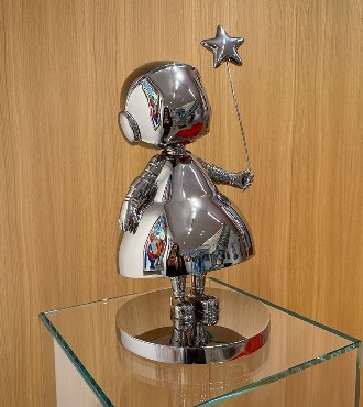 Astro Girl with Star - polished stainless steel - 20" inch