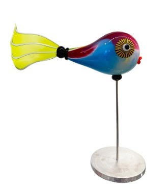 Poisson Tropiques multicolore - Sculpture en verre souffé - H 60 x L 52 x D 22 cm