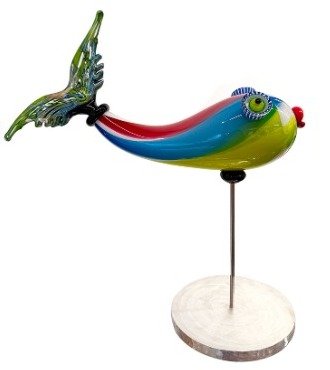 Tropiques multicolore queue irisée - Glass sculpture -21" height  x  21" width x 8" diameter