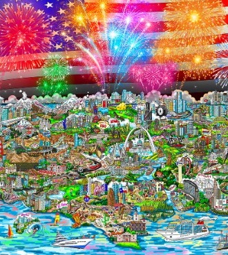 America 250 - 30" x 21.5" - Sérigraphie 3D