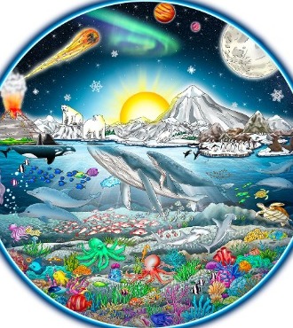 Discovering our world above and below - 30,4 cm de diamètre - Sérigraphie 3D