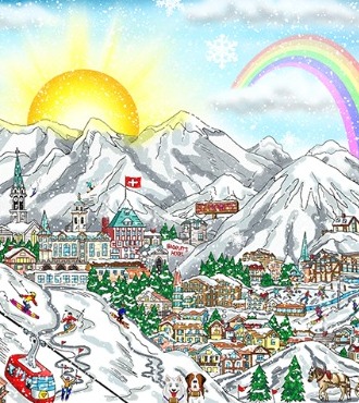 Winter wonderland in the swiss Alps - 25,4 x 61 cm - Sérigraphie 3D