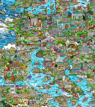Exploring our world ... The wonders of Europe - 34,5" x 56" - Serigraphy 3D