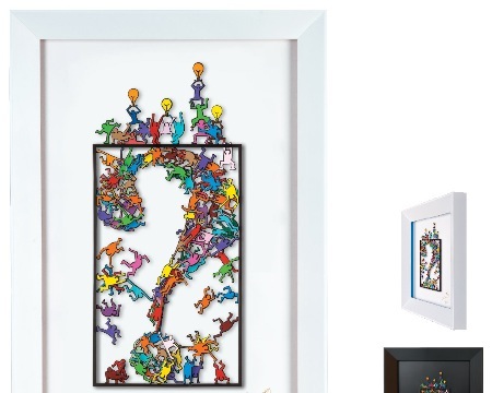 Thinking outside the box # Keith Haring - 50 x 35  cm - Oeuvre sur papier en 3D