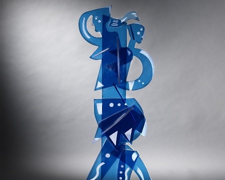 La transparence de l’âme bleue - 33" x 12,5" x 9" - Glass sculpture
