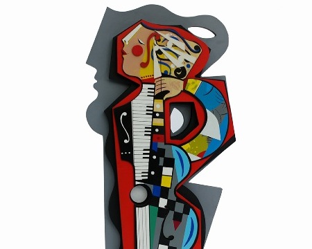 C’est une belle histoire d’amour qui à ta couleur et ton parfum - 28" x 14" x 2,3" - Wood sculpture