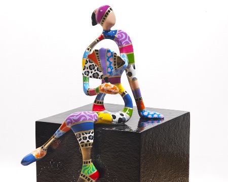 Fan lady - 68 × 38 × 30 cm - Sculpture en bronze