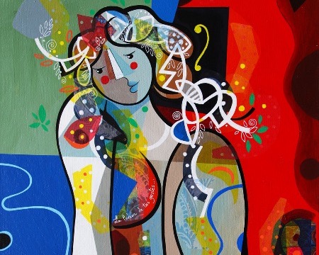 La pudeur de tes gestes - 39" x 31,2" or 9,3" x 11,7" – Lacquer on aluminium