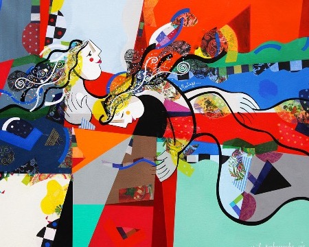 Partage - 100 x 80 ou 24 x 30 cm – Laque sur aluminium