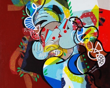 Les mondes inversés - 39" x 31,2" or 9,3" x 11,7" – Lacquer on aluminium
