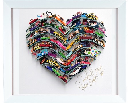 Heart beeps - 44 x 44 cm - Oeuvre sur papier en 3D