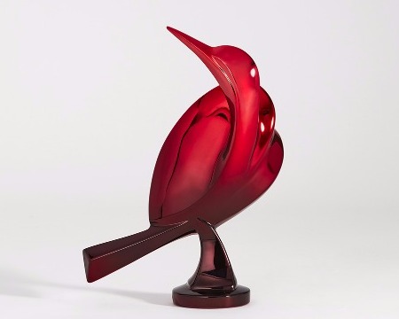 Oiseau éventail rouge - 16" x 11,7" – Bronze mirror polished