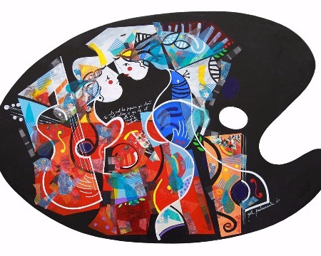 Tes mots sont des papillons - 49" x 37" - Acrylic on wood