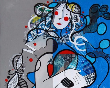 A l'écoute des vibrations profondes de l'être - 100 x 120 / 100 x 80 ou 24 x 30 cm – Laque sur aluminium