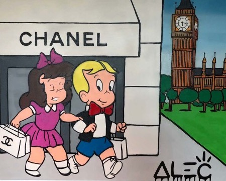 RICHIE SHOPPING IN LONDON - 48" x 60" inch - mixed media