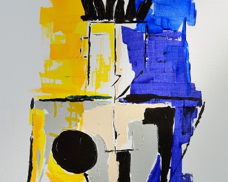 Buste beige et gris - 36" x 28,5" - Mixed media on canvas