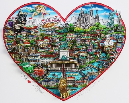 The heart of Lyon - Color - 16,5" x 14,5" - Serigraphy 3D