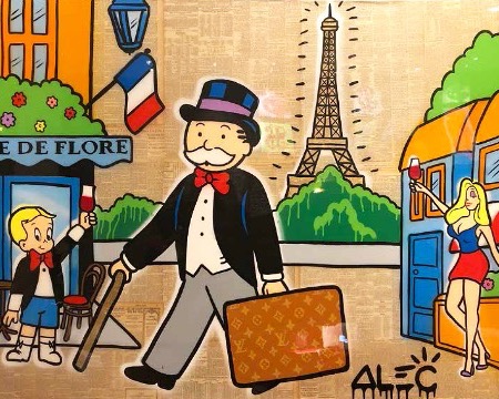 Cafe De Flore - 183 x 122 cm - Technique mixte sur toile