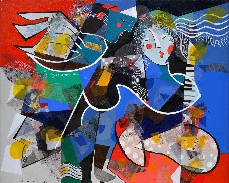 Les anges amoureux - 23,4" x 27,3" - Acrylic on canvas
