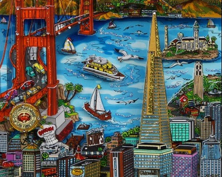 High Over San Fransisco - 6,5" x 12,5" - Serigraphy 3D