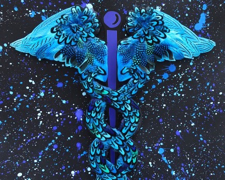 Caduceus - 39" x 27,5" - Plumes and drawing
