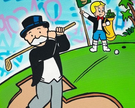 Monopoly Richie $ golf - 122 x 91 cm - Technique mixte sur toile