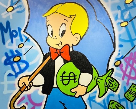 Richie Money Rain - 152 x 122 cm - Technique mixte sur toile