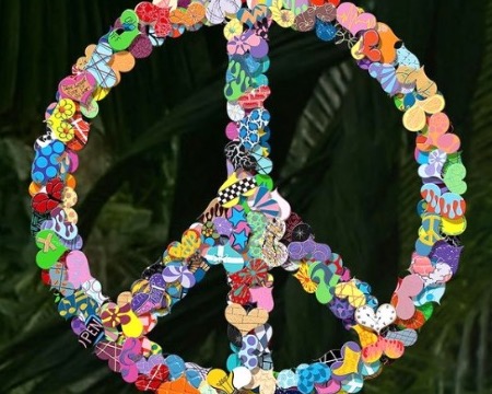 Peace and love - 24" x 24" / 39" x 39" - Sculpture metal in 3D