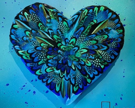 Pocket Love - 45 x 45 cm - Plumes et dessin