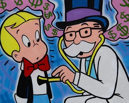 Dr. Monopoly listen to my heart - 48" x 36" inch - mixed media