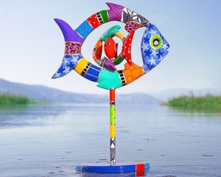 Lucky Fish - 54 x 40 x 23 cm - Sculpture en aluminium