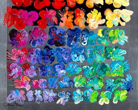 Flower field silver - 100 x 100 cm - Monotype