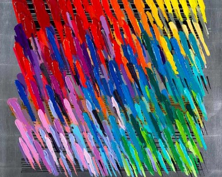 Notes silver - 100 x 100 cm - Monotype