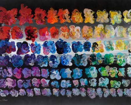 Flower field - black - 180 x 120 cm - Monotype