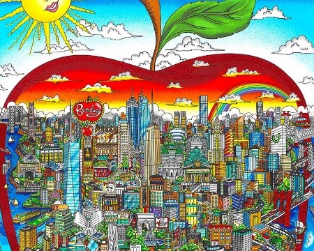 The sun shines bright over the big apple - 20" x 27" - Serigraphy 3D