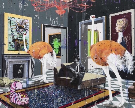 Jean Michel in my house - 70 x 70 cm - Peinture originale