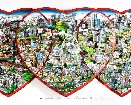 Heart Across America - 76 x 33 cm - Sérigraphie 3D