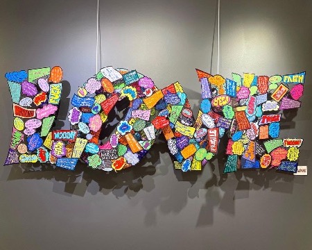 What is love - 25" x 72"- Sculpture metal in 3D